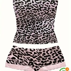 Fashionomics Pink Leopard Print 2peice